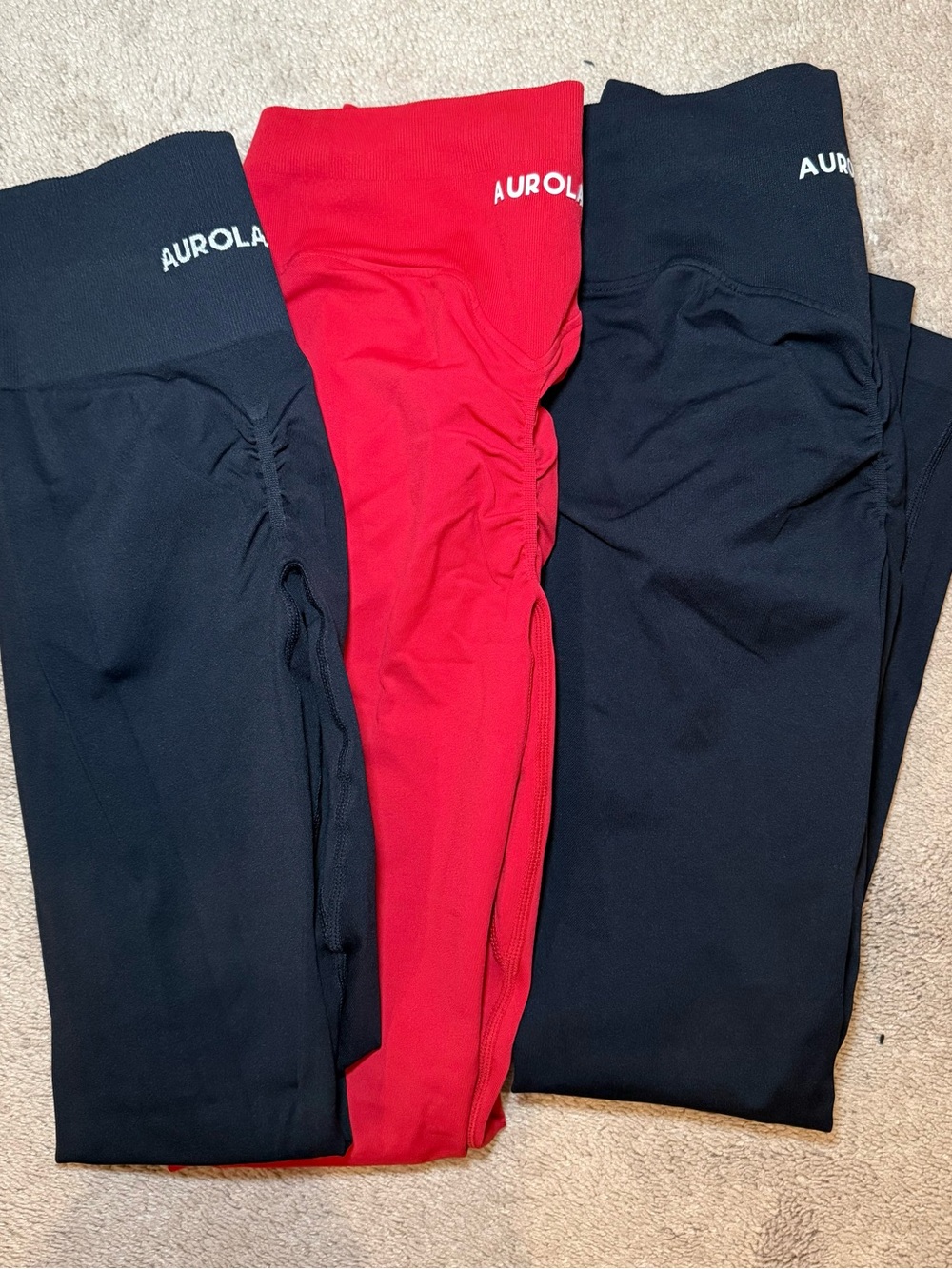 AUROLA Women's Stretch Leggings in Red and Black